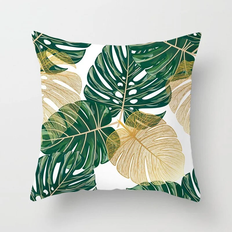 45*45 Tropical Leaf Cactus Monstera Cushion Cover Polyester Throw Pillows Sofa Home Decor Decoration Decorative Pillowcase