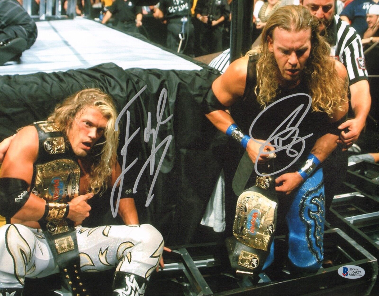 Edge & Christian Signed WWE 11x14 Photo Poster painting BAS Beckett COA Belt Picture Autograph 2