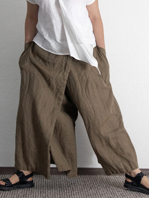 Solid Color Cotton And Linen Skirt Pants hjn Shicloths