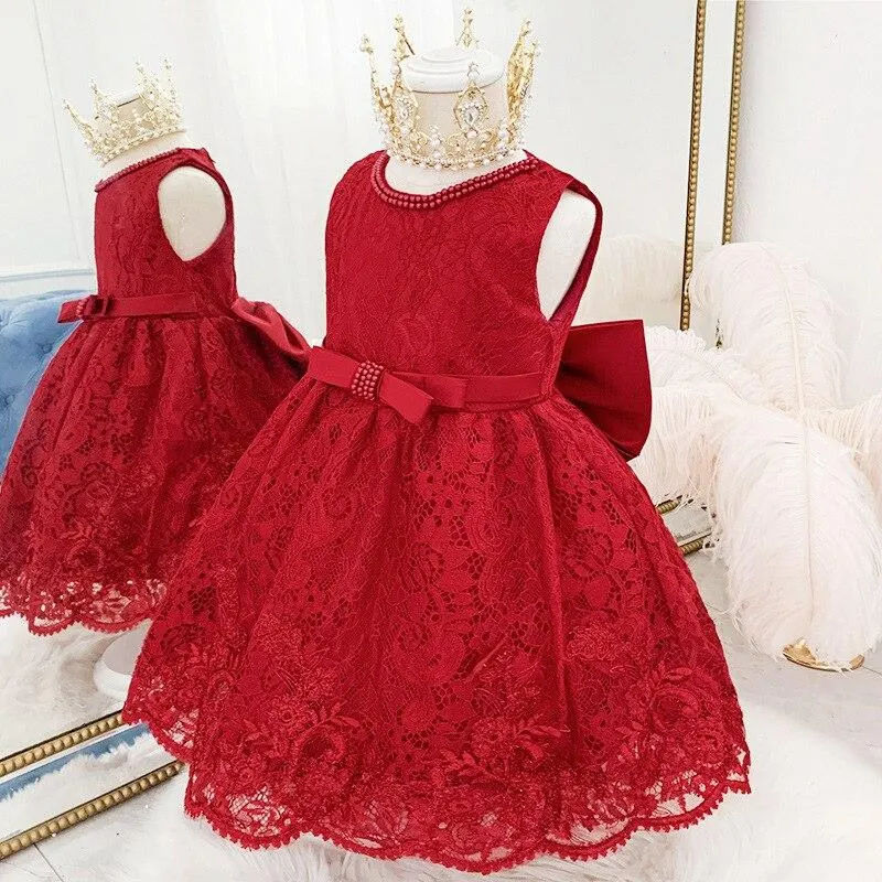 2021 White Dress Ceremony 1st Birthday Dress For Baby Girl Clothes Beading  Princess Dress Ball Gown Party  Dresses 2 1- 5 Years