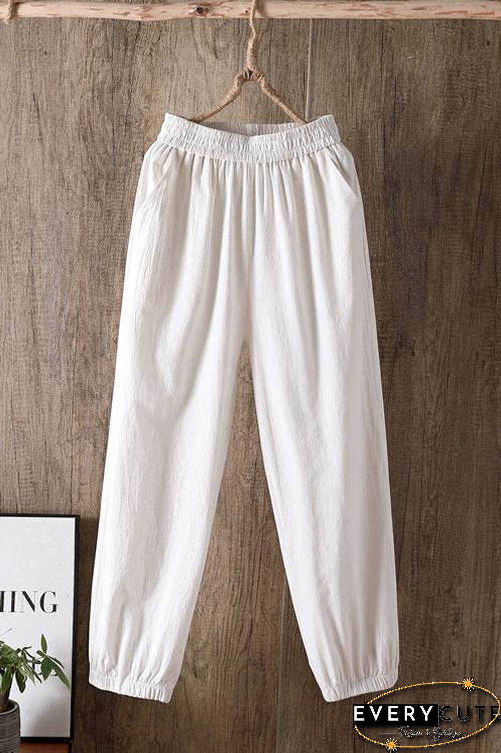 Solid Linen Pockets Jogger