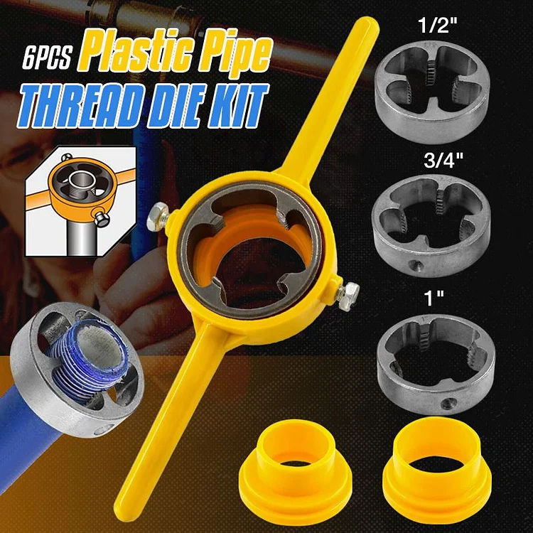 🔥6 PCS Plastic Pipe Thread Die Kit