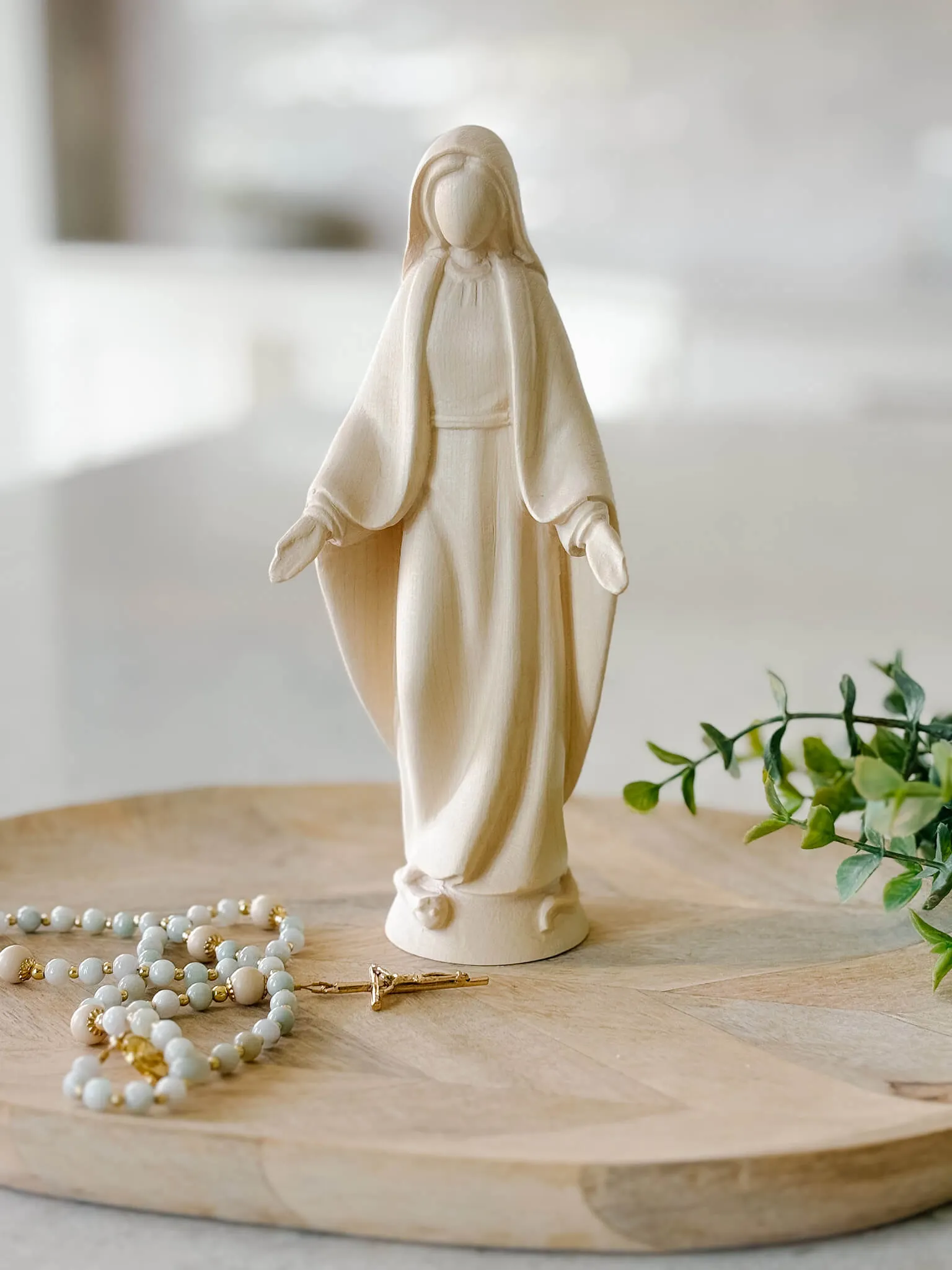 Our Lady of Grace - Natural Wooden Statue