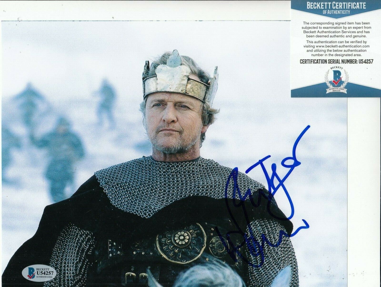 RUTGER HAUER signed (MERLIN) TV Show 8X10 Photo Poster painting *PROOF* Photo Poster painting BECKETT BAS U54257