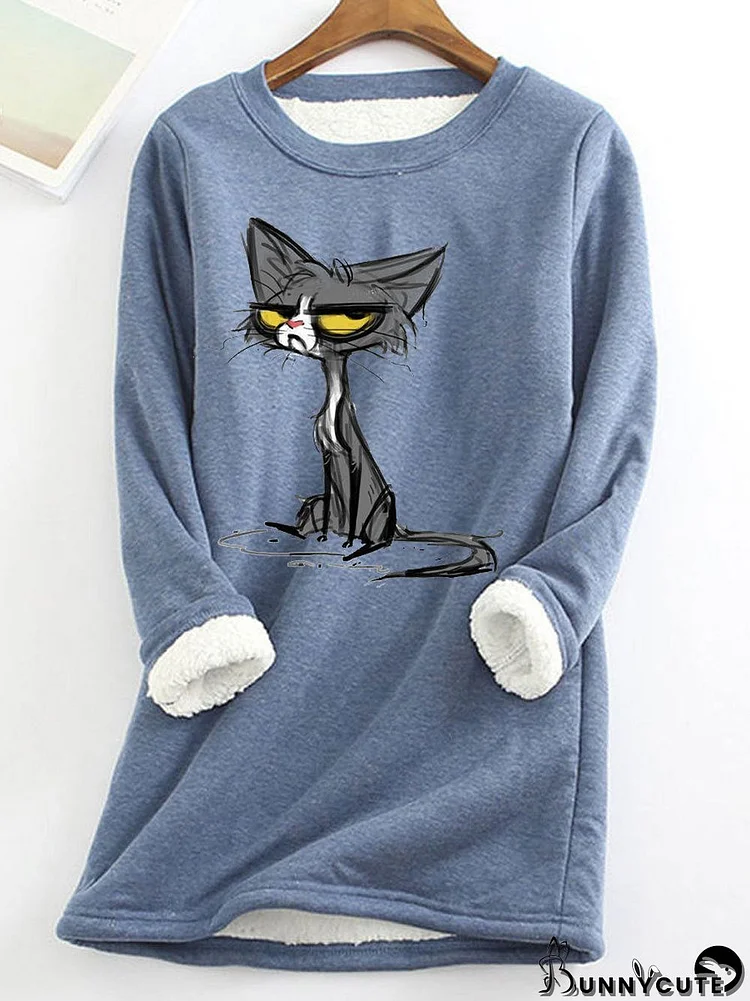 Women Long Sleeve Scoop Neck Fluff/Granular fleece fabric Printed Sweatshirts Tops