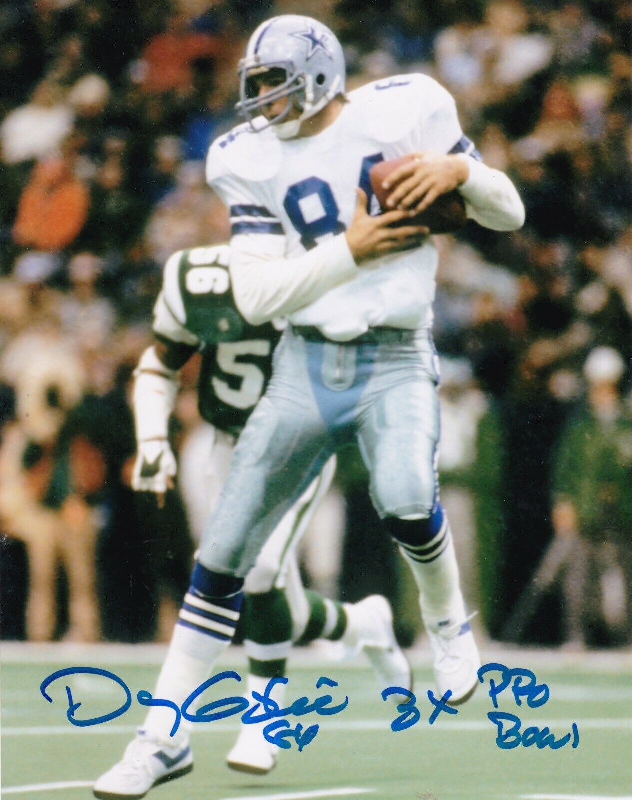 DOUG COSBIE DALLAS COWBOYS 3 X PRO BOWL ACTION SIGNED 8x10 Photo Poster painting