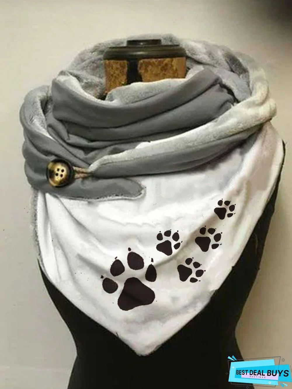 Windproof Warm Autumn Winter Animal Footprint Pattern Scarf Triangle Scarf