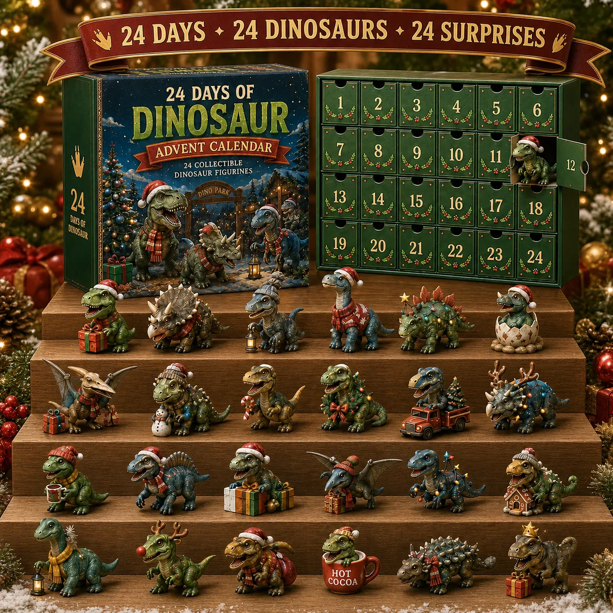 Dinosaur advent calendar holiday surprise