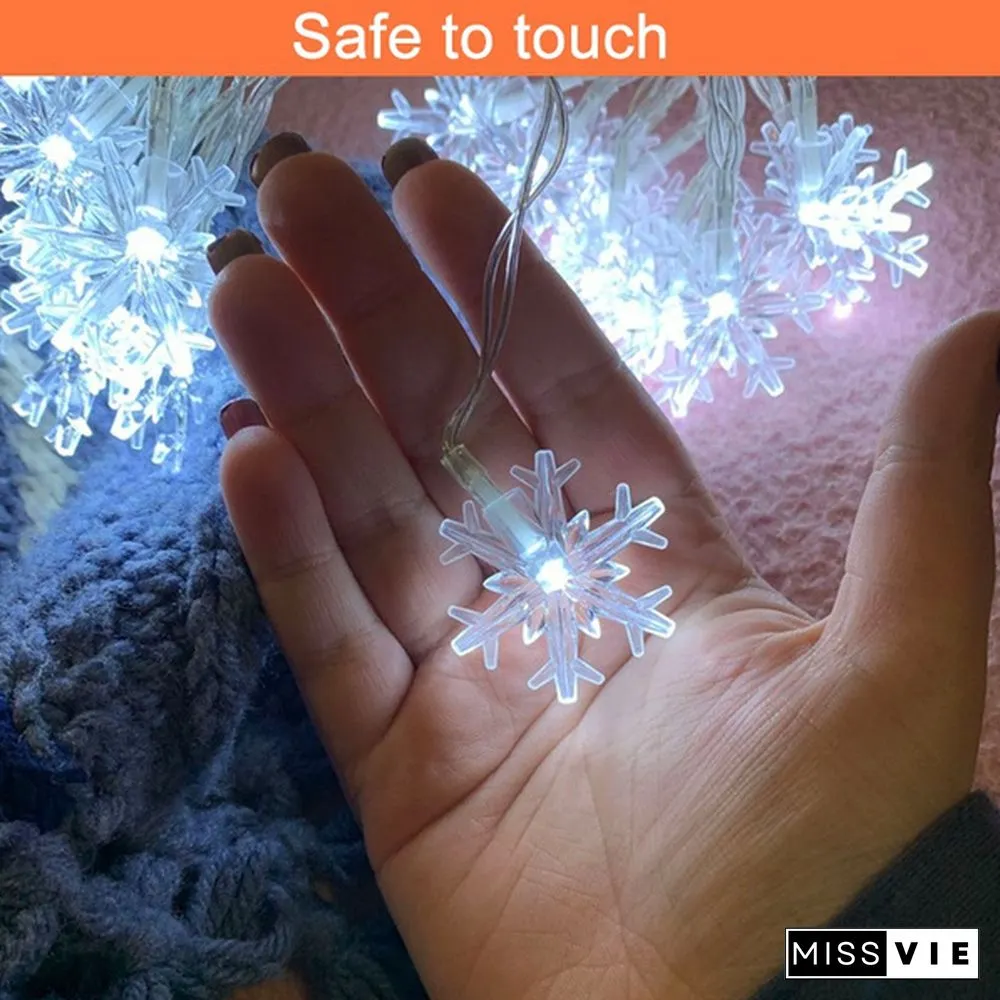 Battery Operated Snowflake Fairy String Lights For Indoor Outdoor Home Bedroom Patio Room