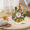 (US Local)5D DIY Special Shape Diamond Painting Desk Ornament Handmade Clock Kit(Sunflower Rooster)