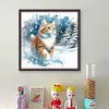 Cat Walking In Snow-14CT Stamped Cross Stitch 50*50cm/19.69*19.69in tapestrymarket