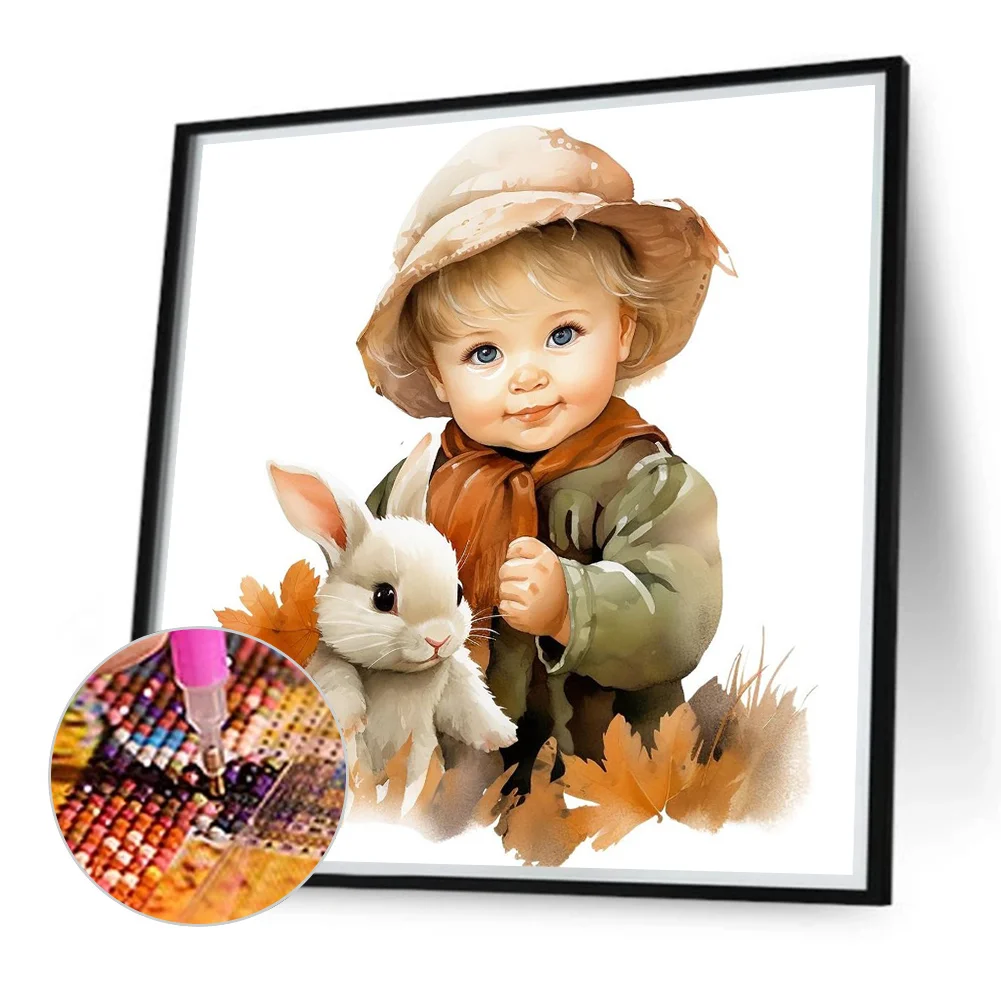Diamond Painting - Full Round Drill - Harvest Farm Kid(Canvas|40*40cm)