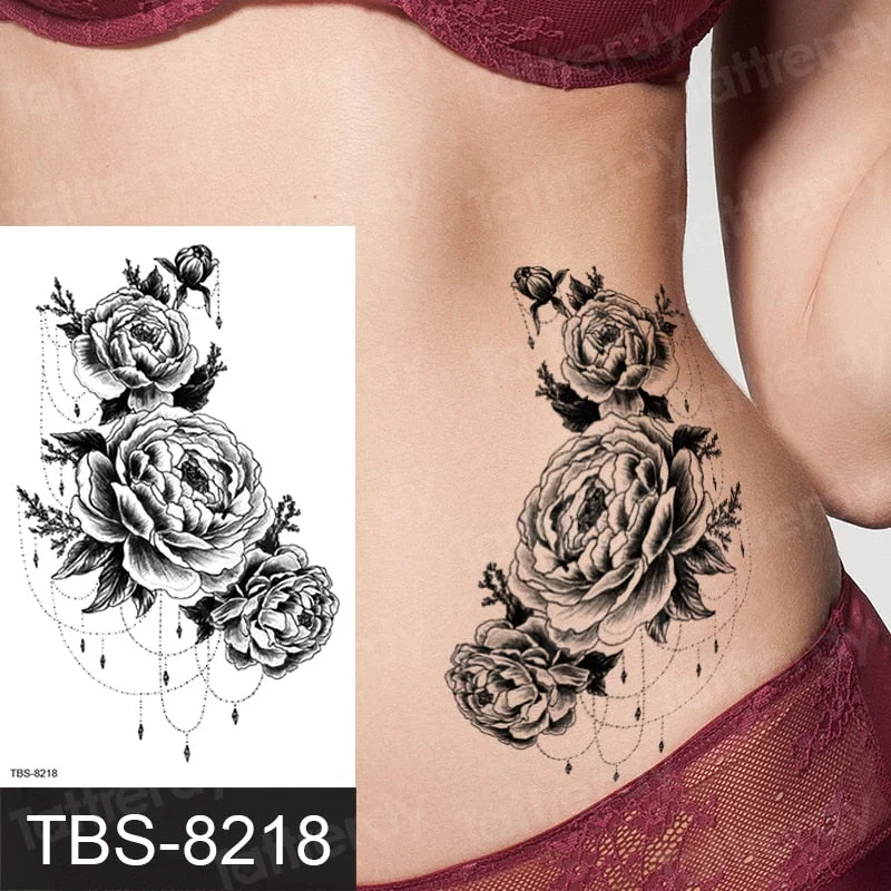 black henna tattoo sticker flower lace mandala temporary tattoo stickers body art sexy arabic indian tattoo decal stretch lotus