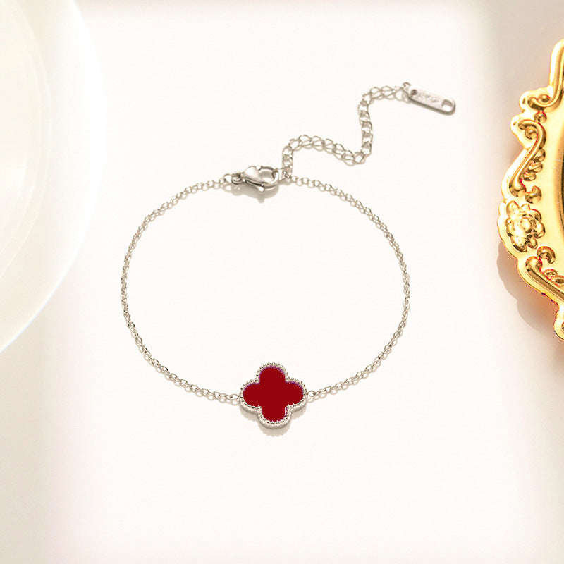 Four-Leaf Clover Bracelet Lucky Versatile Double-Sided Ol Bei Female Summer Fashion Accessories