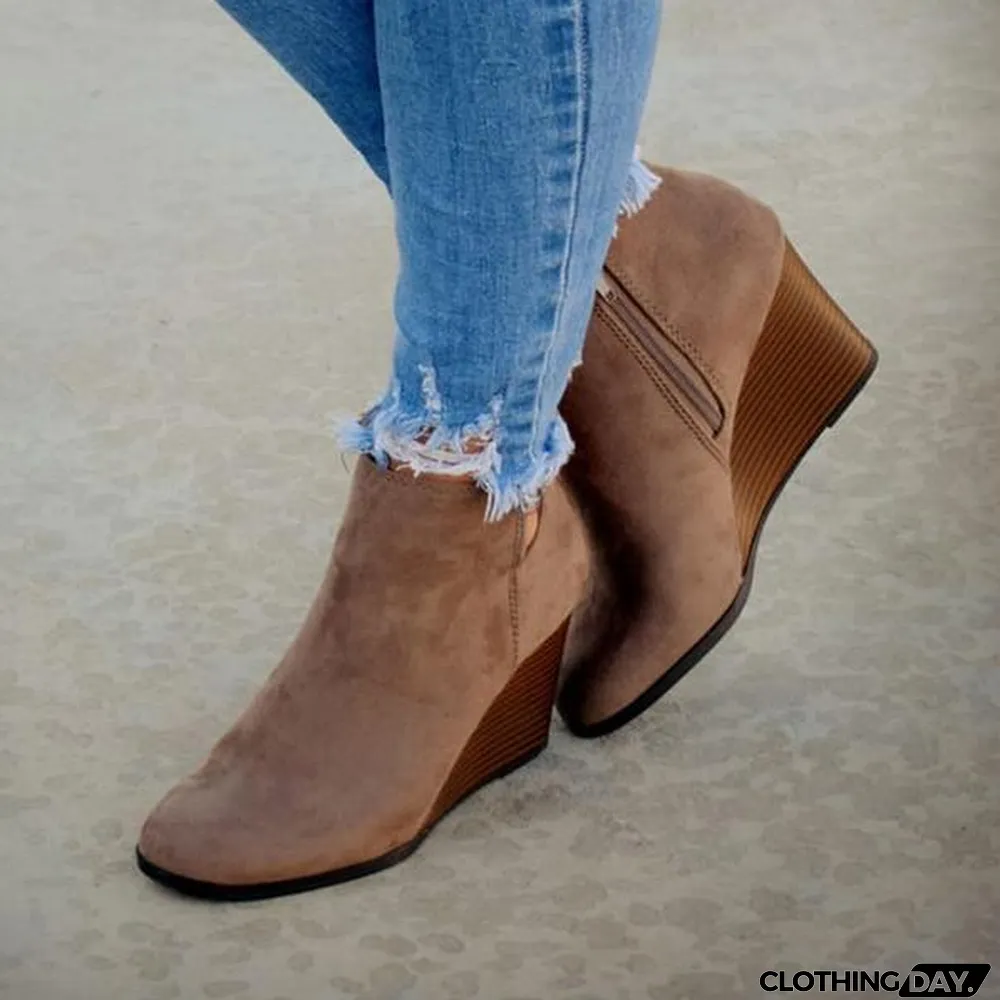 Side Slit Wedge Booties