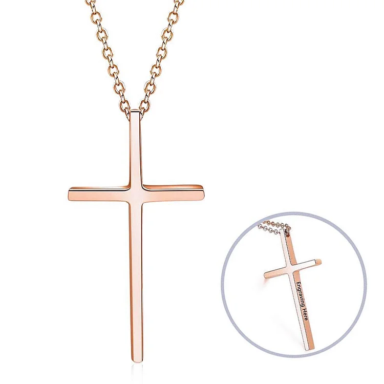 First Communion Cross Pendant Necklace For Women Men Engraved Name Personalized Necklace