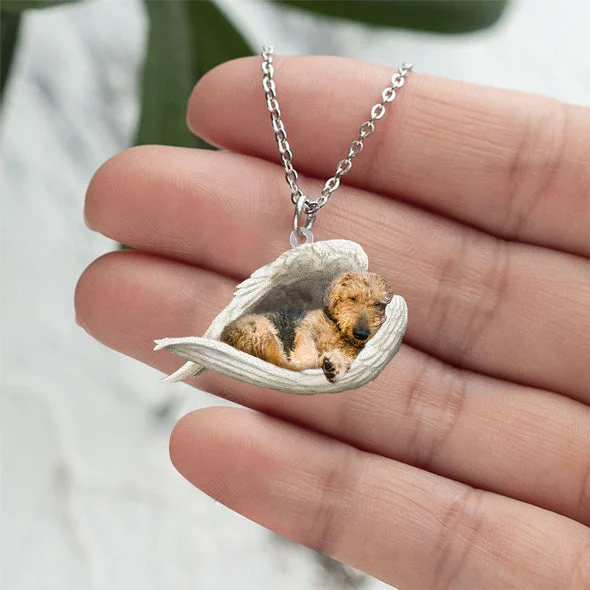 Airedale Terrier Sleeping Angel Stainless Steel Necklace