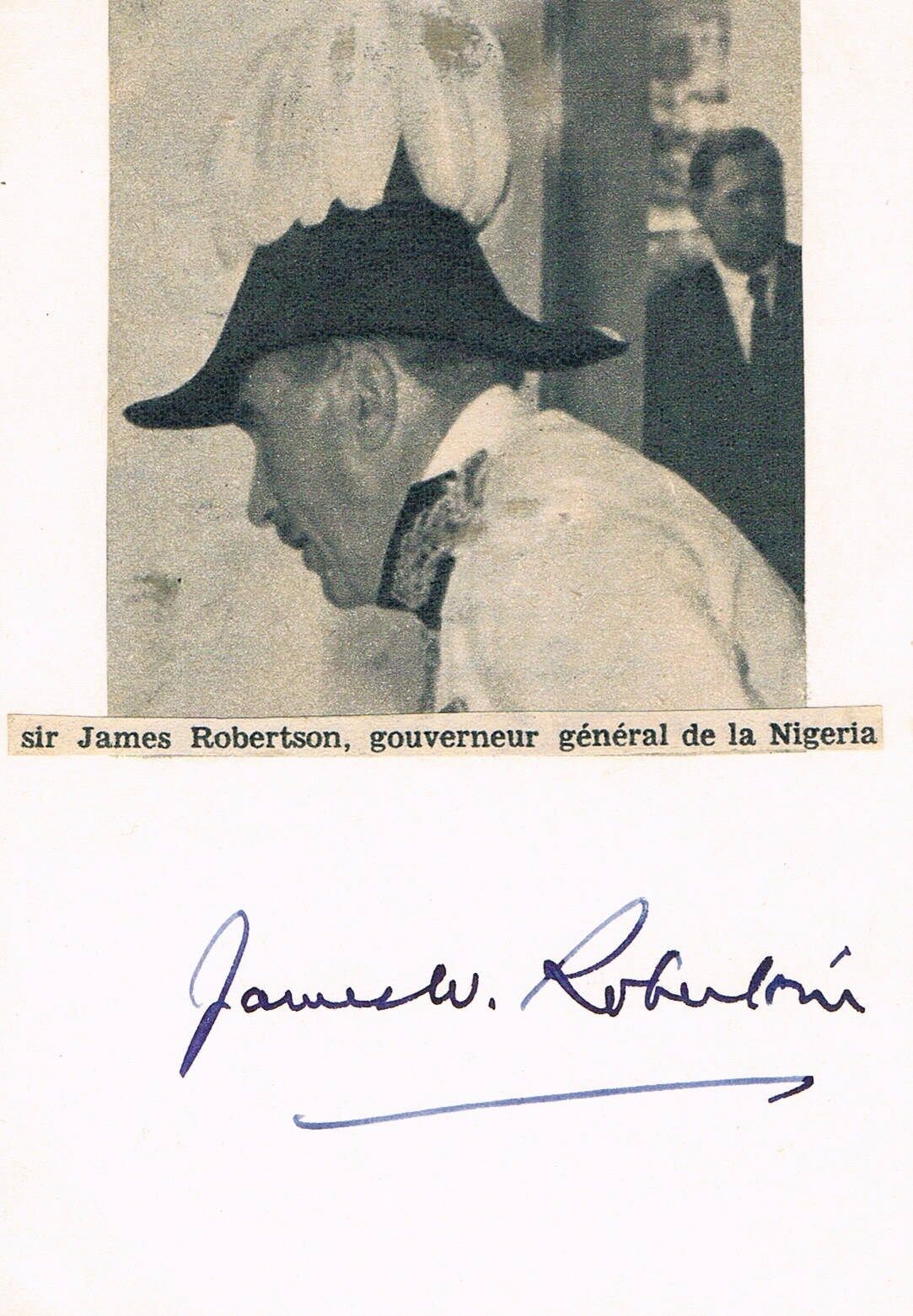 Nigeria Sir James Wilson Robertson 1899-83 autograph signed 4x6