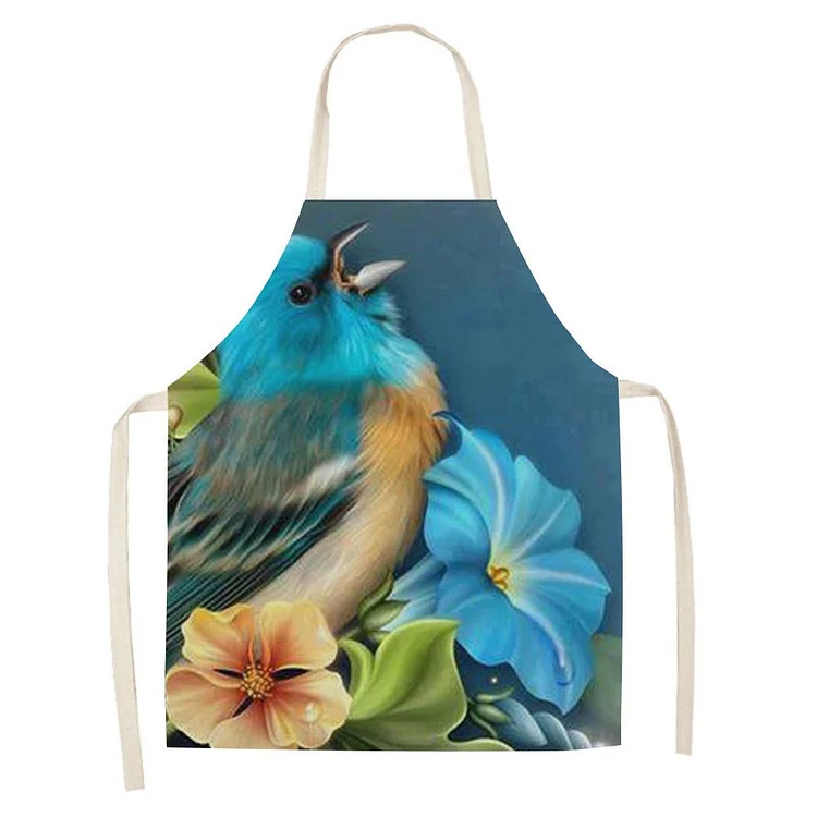 Waterproof Linen Kitchen Apron -bird