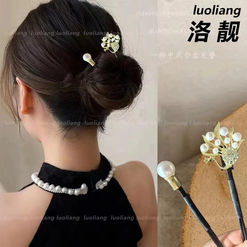 Women’s Minimalist Peacock Feather Flower Alloy Plating Inlay Rhinestones Hair Band