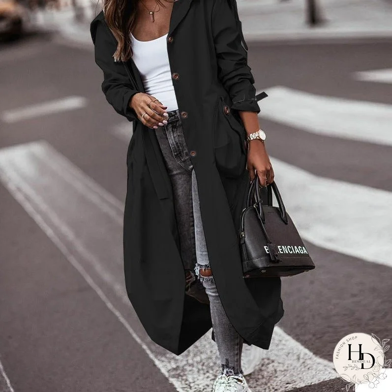 Personality casual lapel midi trench coat