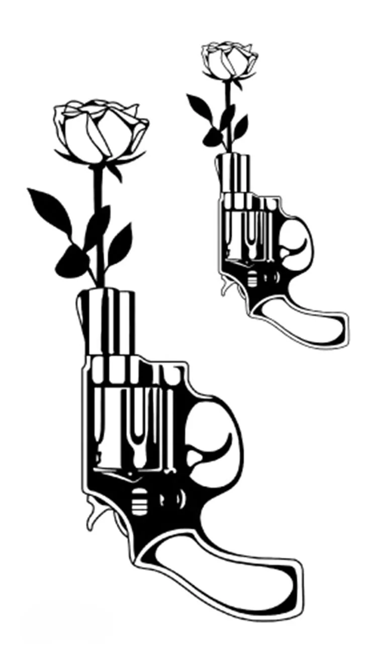 Tattoo Sticker Art Black White Drawing Little Element Small Triangle wave flower mountain Water Transfer Temporary Fake tatoo