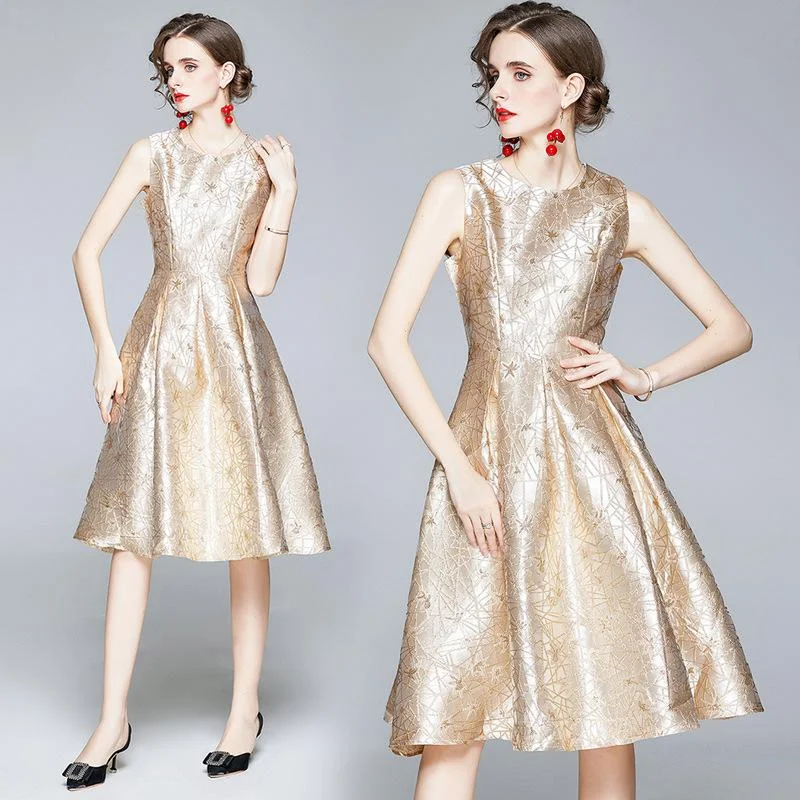 Women's jacquard embroidered vest dress