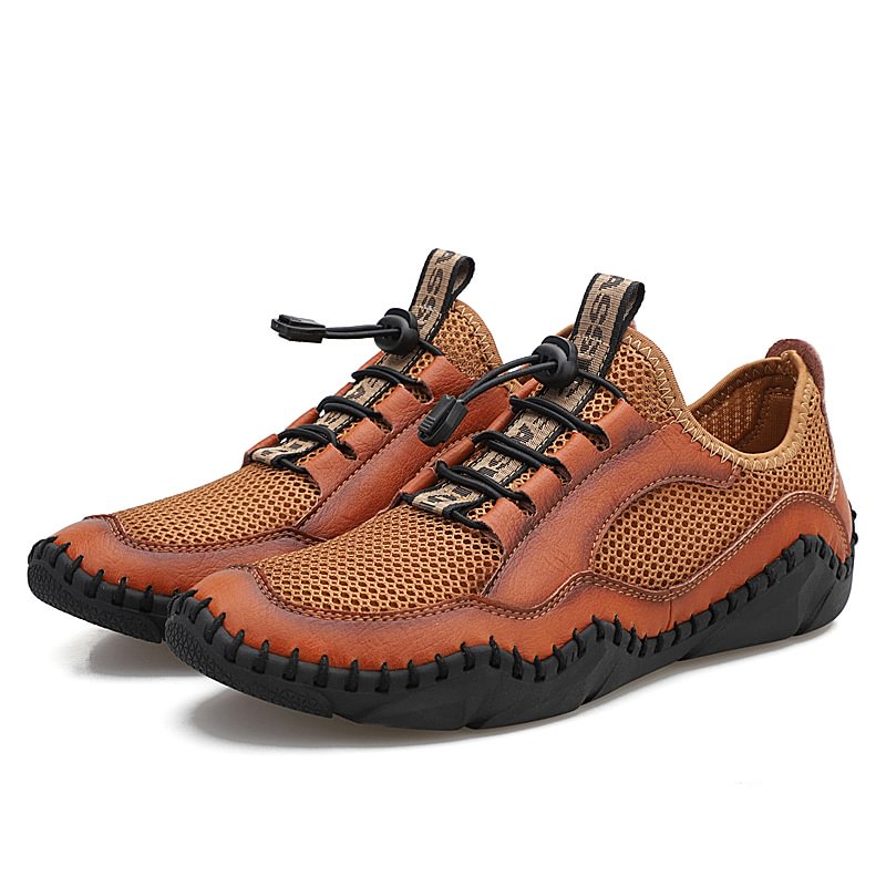 Men's Sandals Closed Toe Mesh Splicing Outdoor Leather Sandals - AUGONA