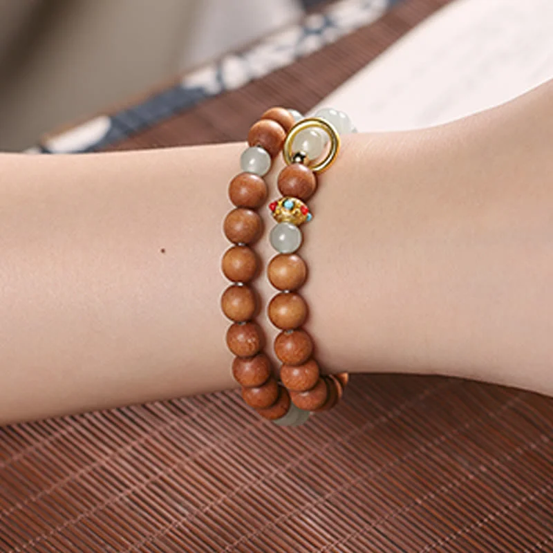 Natural Sandalwood Crystal Protection Double Wrap Bracelet