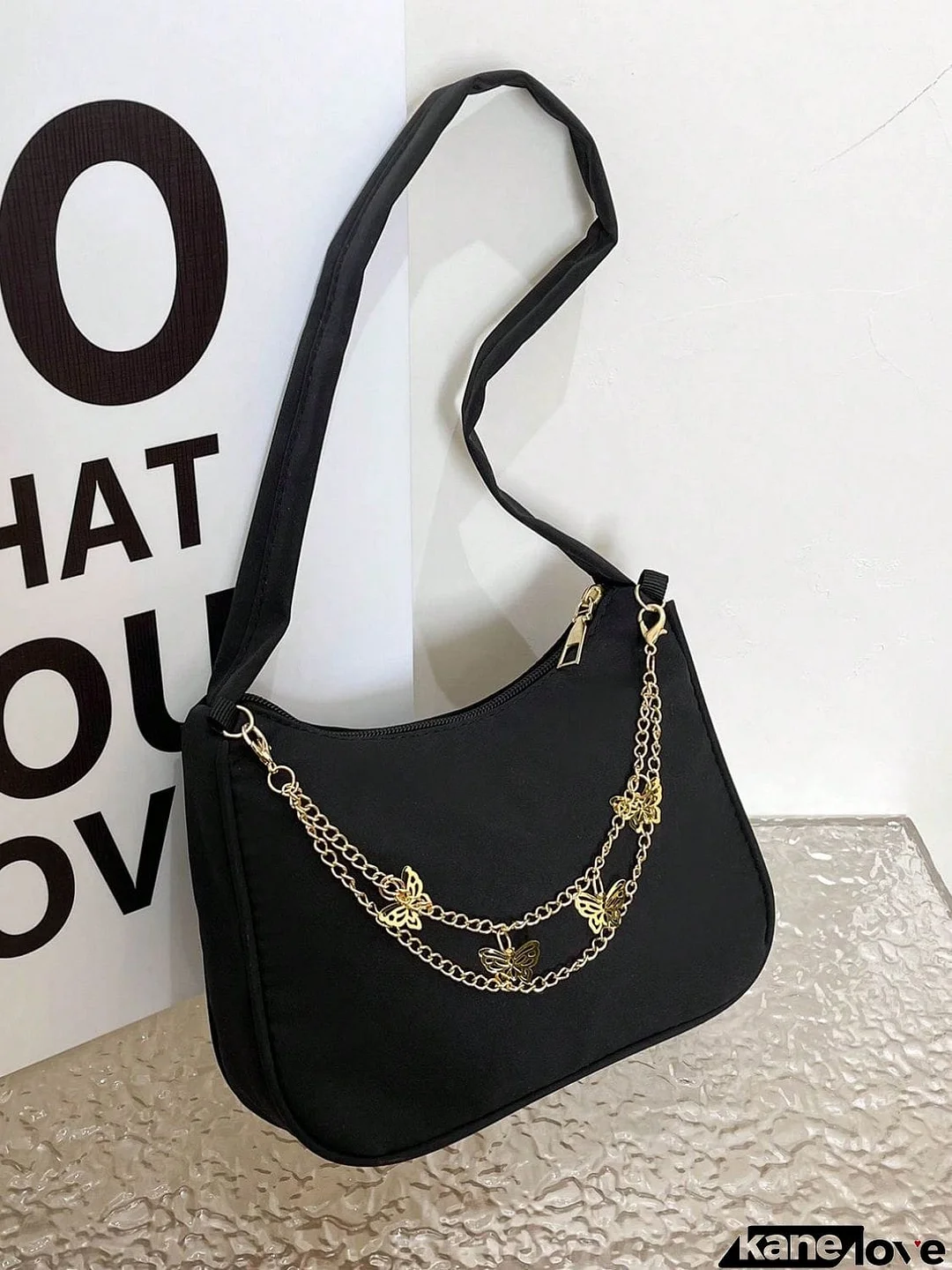 Butterfly Charm Polyester Shoulder Bag