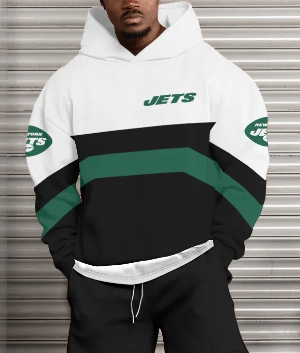 New York Jets Printed Hooded Pocket Pullover Hoodie