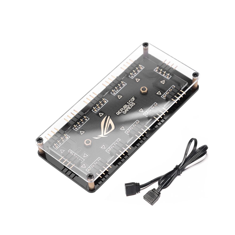 

12V 4Pin 1 To 10 RGB Fan HUB PC LED Strip Light Cooler Splitter for AURA, 501 Original