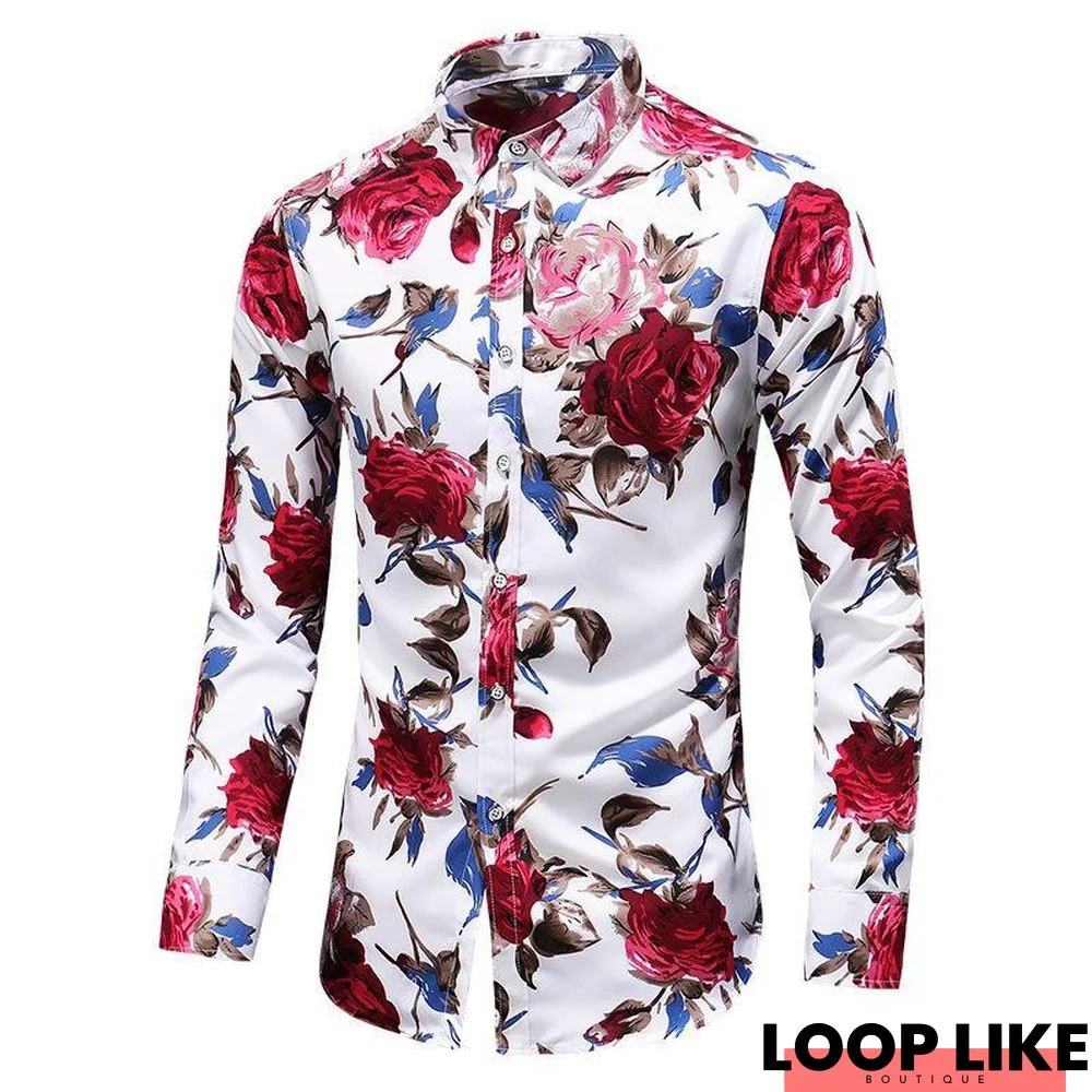 Men's Fashion Casual Plus Size Lapel Print Shirts