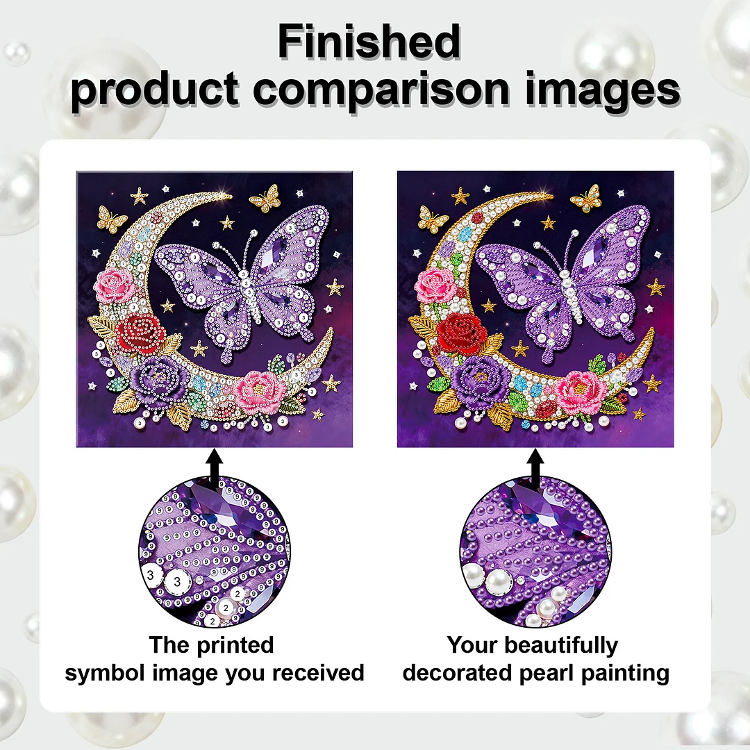 Moon Butterfly Art Diamond Painting Kit for Adults Home Decor 25x25cm With Frame