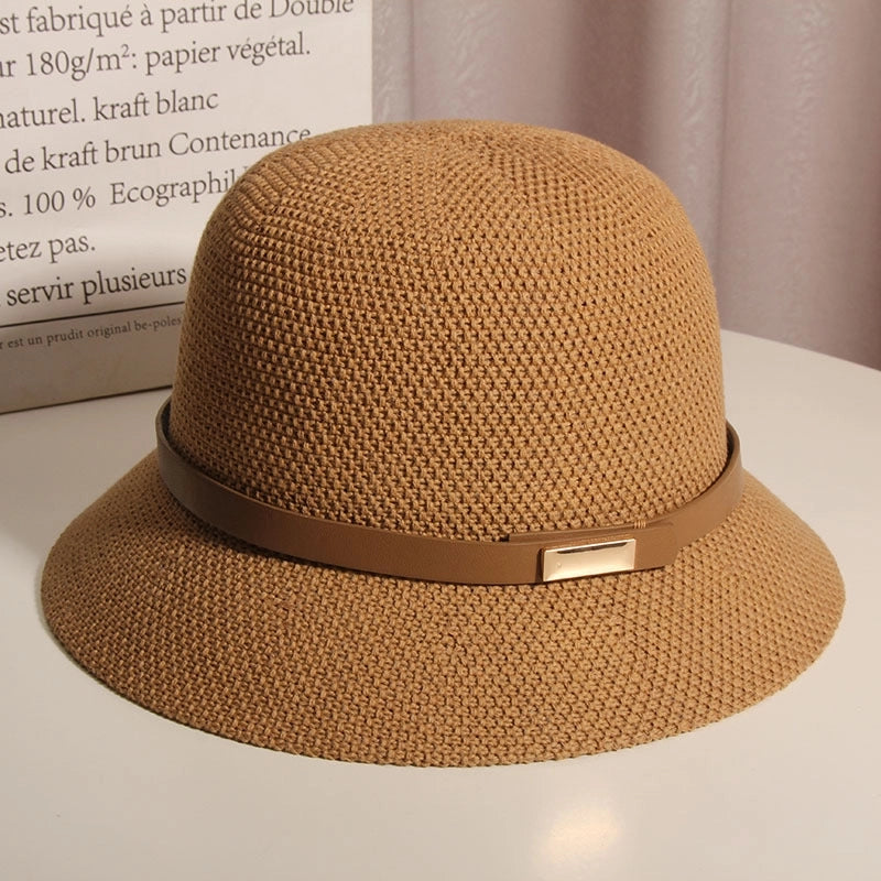 Summer New Fisherman Hat Women’s Fashion Sunshade Sunscreen Basin Hat Outdoor Top Hat Cotton Linen Knitted Sun Hat