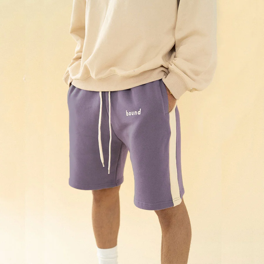 Purple Striped Jogging Pants Fashion Casual Sports Shorts-barclient