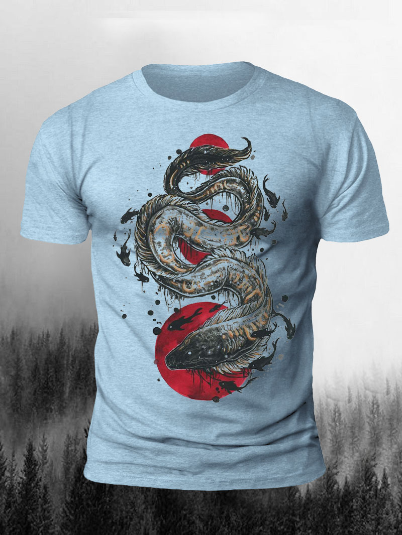 Abaia the Magical Eel Print Short Sleeve T-Shirt