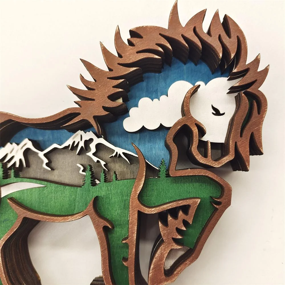 Purexcellent&trade; New creative home desktop wood carving horse crafts ornaments