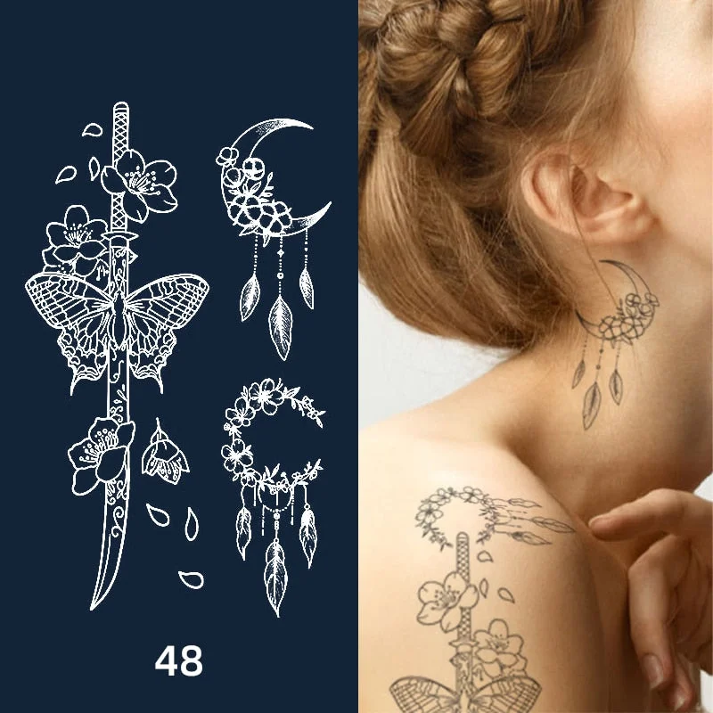 Flower Butterfly Animal Art Festival Comic Text Waterproof Full Body Arm Natural Temporary Tattoo For Men and Women