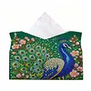 DIY Diamond Art Tissue Box Holder Peacock PU Leather Diamond Art Desktop Organizer Resin Rhinestone Storage Organizers Gem Art Home Office Decor Craft Gift