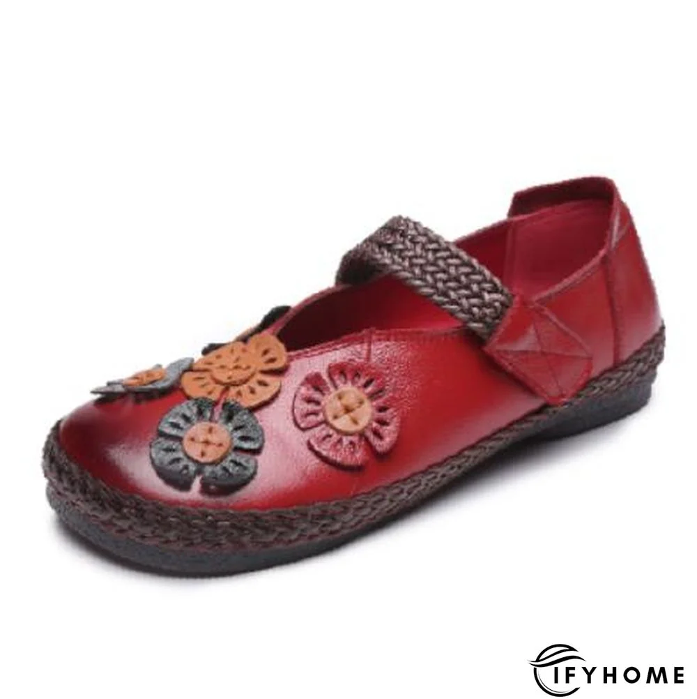 Women's Soft Bottom Genuine Leather Flat Shoes Vintage Ladies Handmade Casual Flats Flower Zapatos Mujer Female | IFYHOME