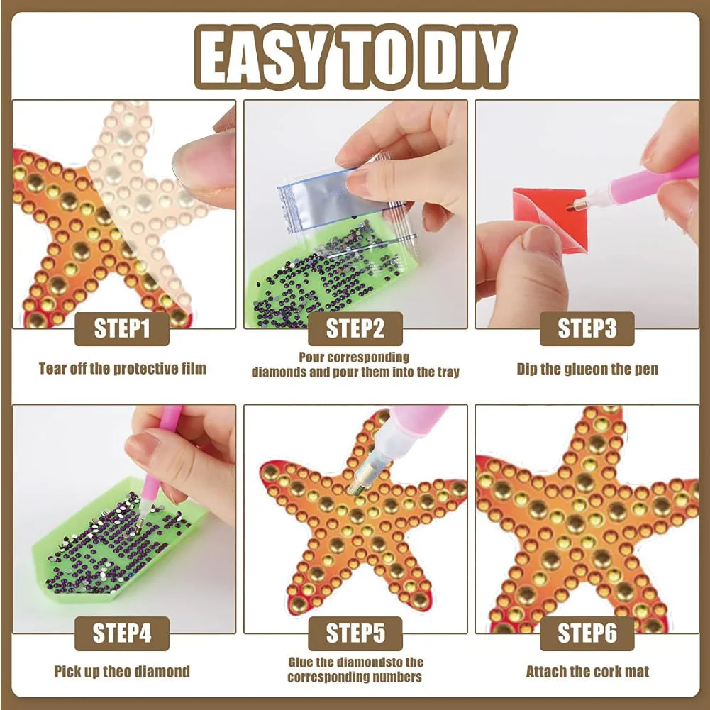 12 Pairs Ocean DIY Diamond Art Earrings Double Sided Diamond Painting Earrings