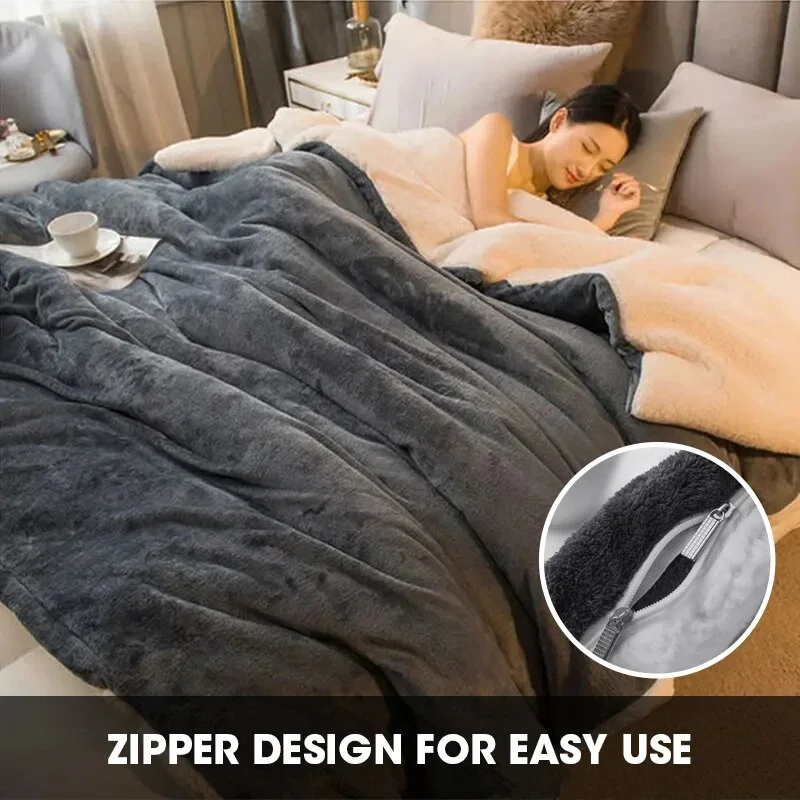 Nigikala Winter Wool Blanket Fluffy Warm Thicken Weighted Blanket For Sofa Bed Cover Solid Color Double Sided Blanket Adults Kids