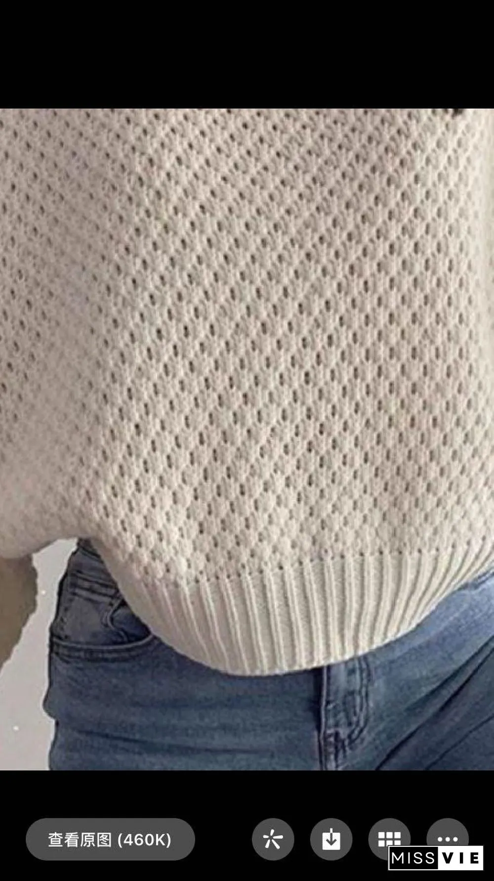 Chunky V Neck Waffle Knit Jumper Sweater For Ladies