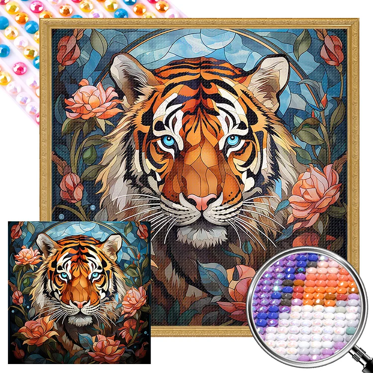 Partial AB Drill - Full Round Drill Diamond Painting -Tiger - 40*40cm