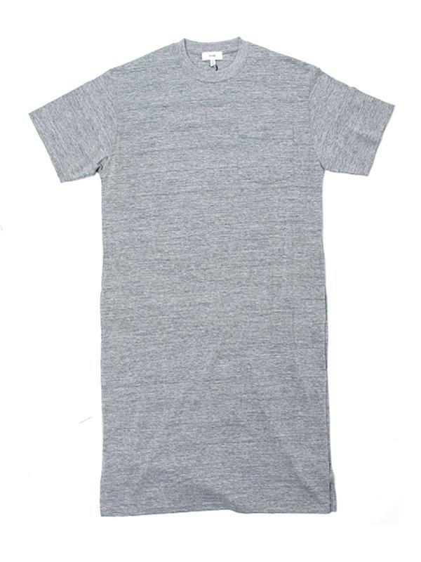 Simple White&Gray Split-Side Long T-Shirt