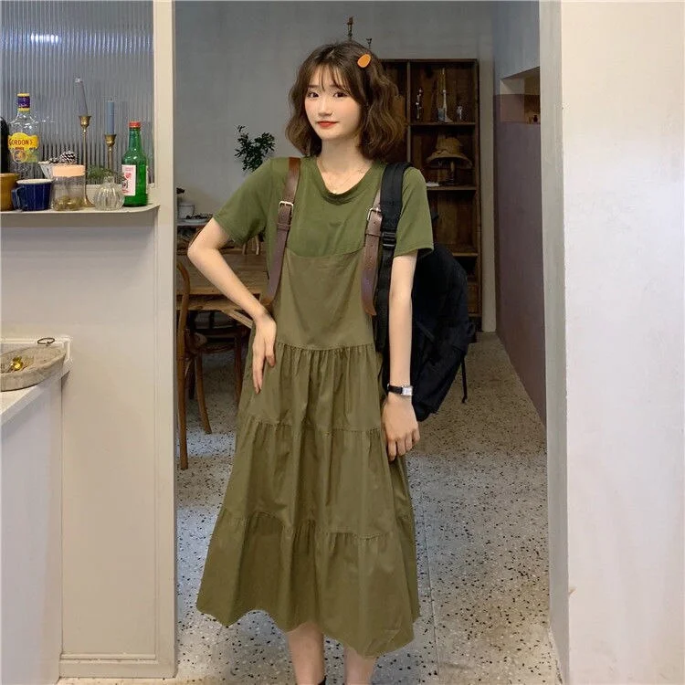 Sleeveless Dress Women Summer Korean Style Spaghetti Strap Students Streetwear Loose Leisure 4XL Large Size Lovely BF Harajuku