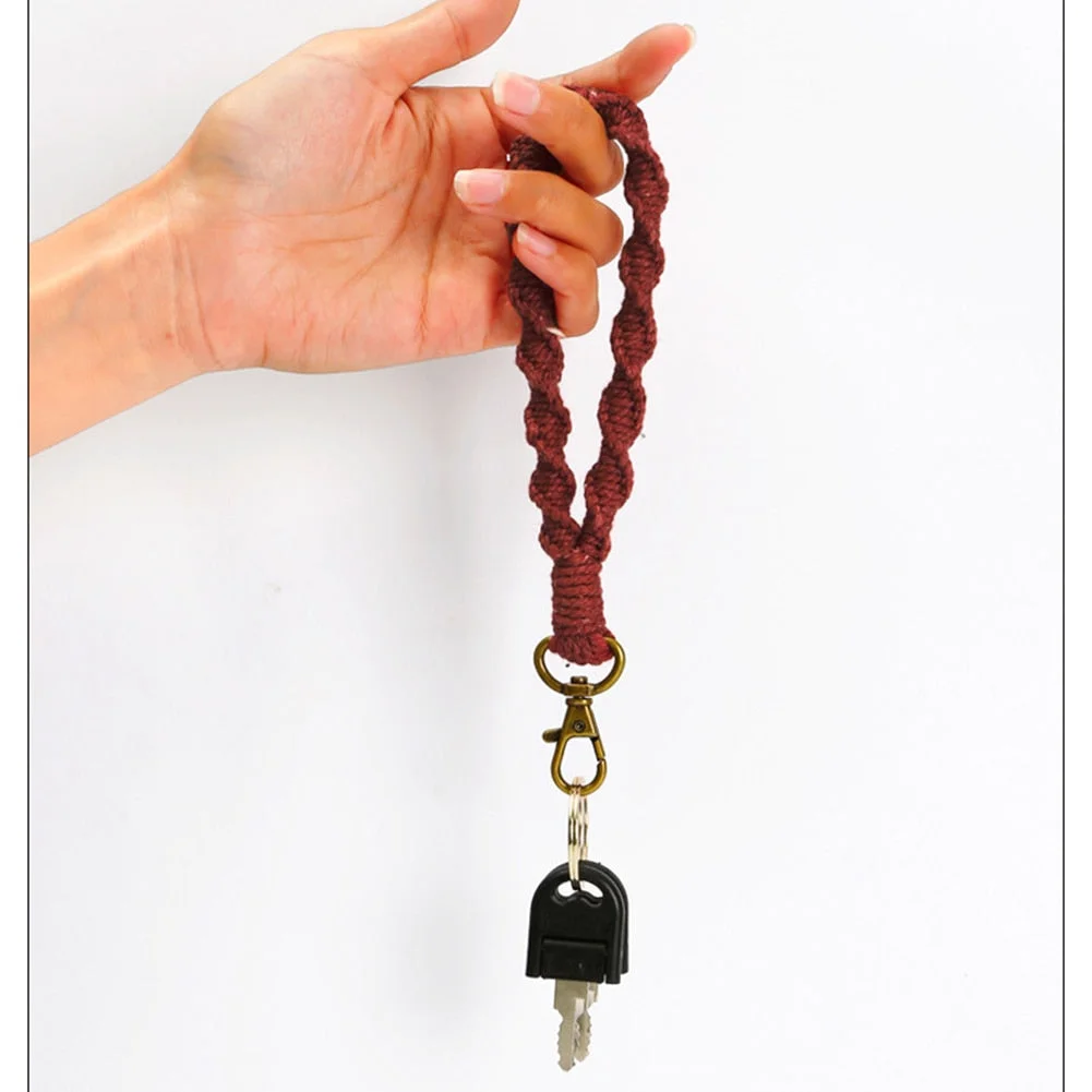 Dvacaman INS Macrame Twisted Keychain For Women Boho Handmade Key Holder Keyring Macrame Bag Charm Anti-lost Jewelry Accessories