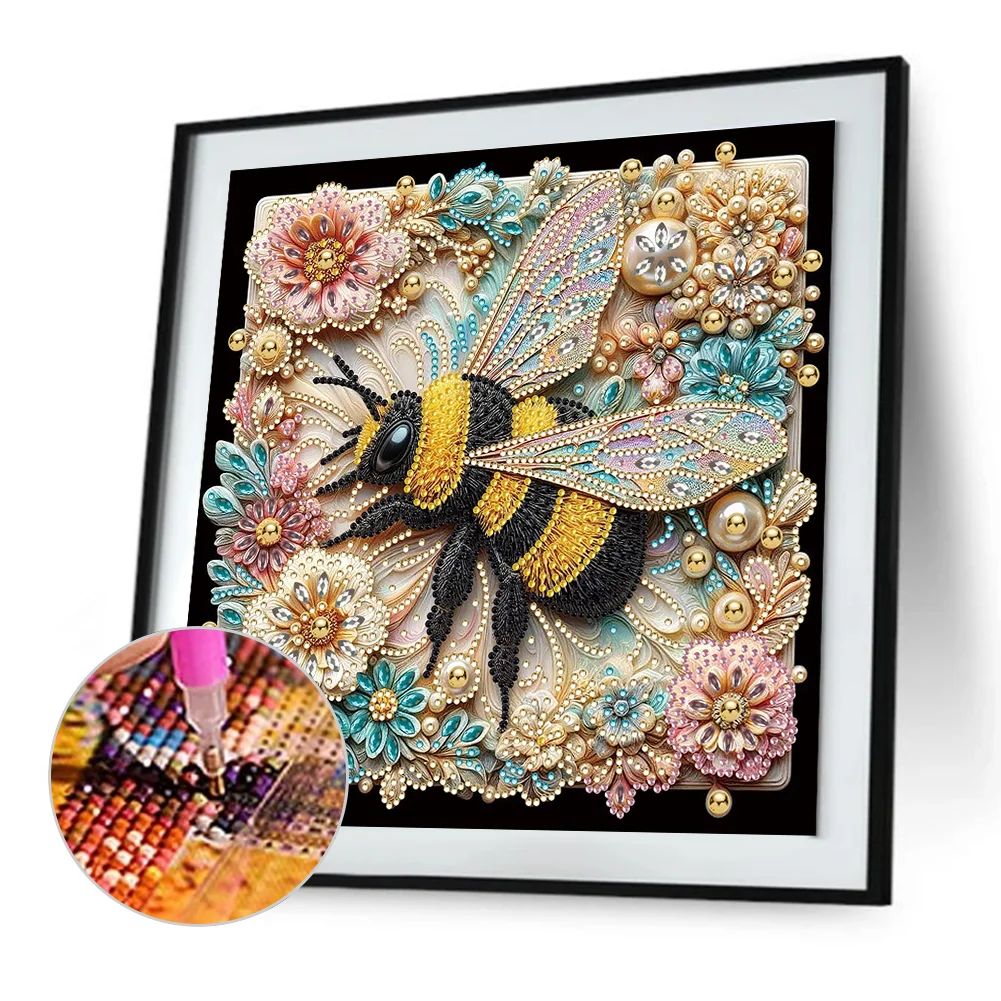 Diamond Painting - Partial Special Shaped Drill - Bee(Canvas|30*30cm)