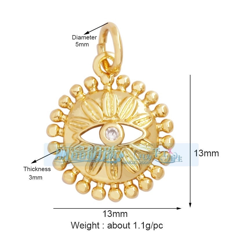 1 Piece Copper Zircon Devil’s Eye Pendant Jewelry Accessories